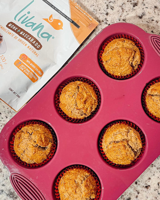 Muffins de plátano elaborados con Livana Mascabado