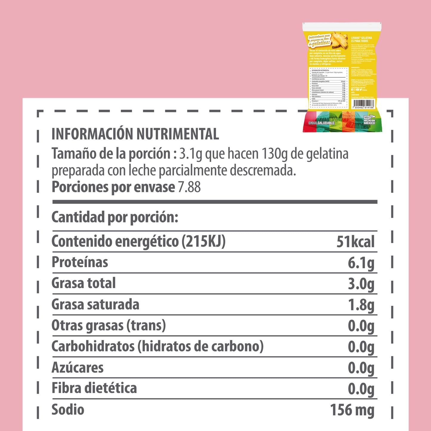 LIVANA® GELATINA DE PIÑA, RINDE 1 LT.