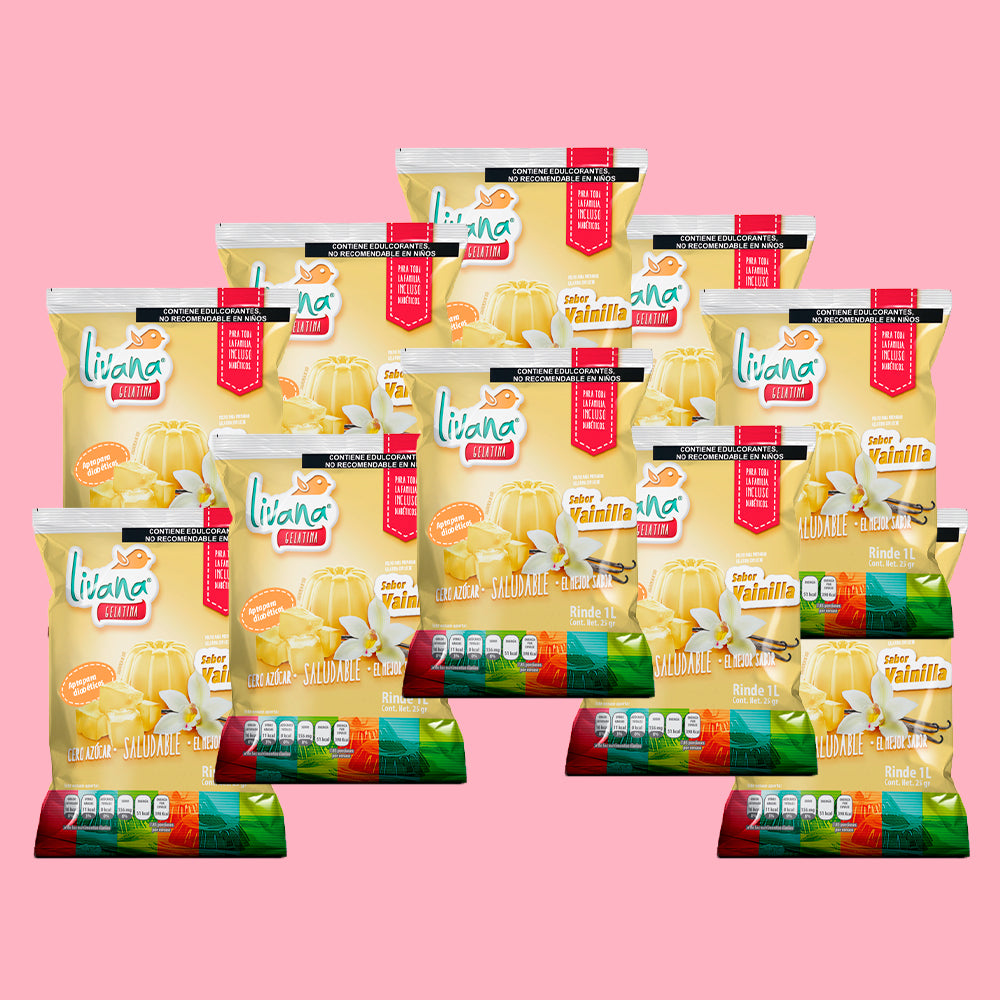 LIVANA® GELATINA DE VAINILLA, 10 PIEZAS