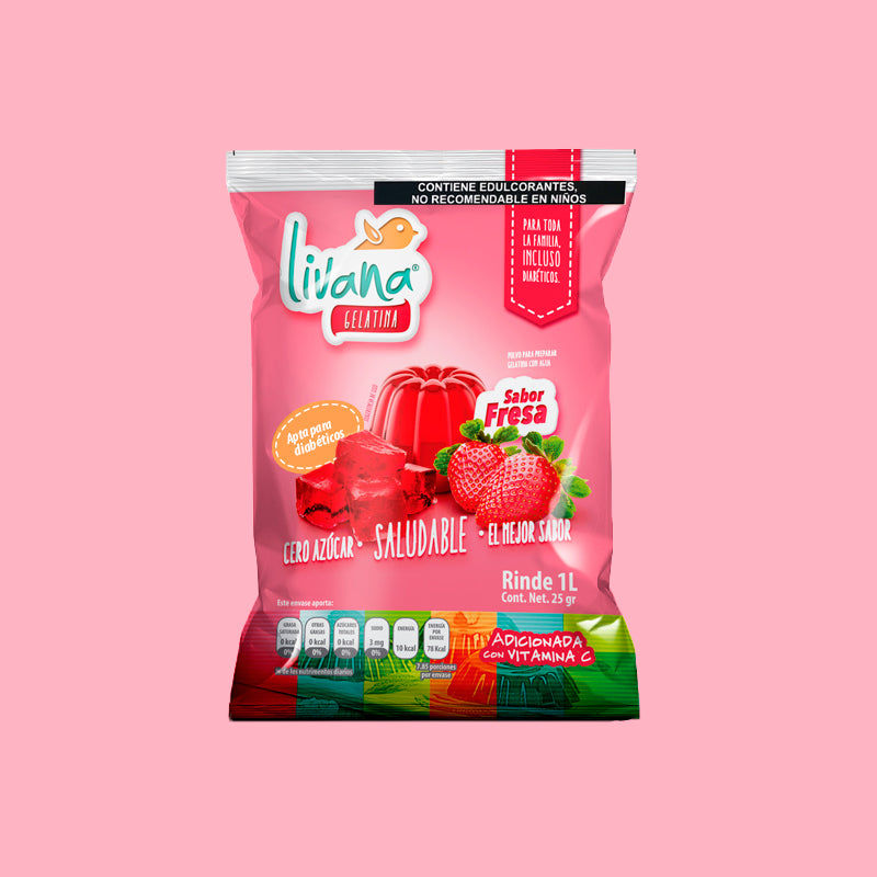 LIVANA® GELATINA DE FRESA, 10 PIEZAS