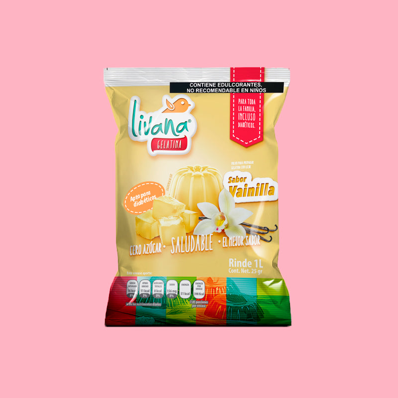 LIVANA® GELATINA DE VAINILLA, 10 PIEZAS