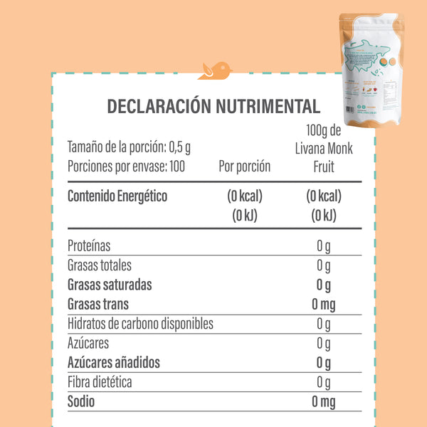 3 PACK - MONK FRUIT 100% PURO, 50 GRAMOS