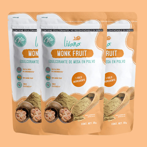 3 PACK - MONK FRUIT 100% PURO, 50 GRAMOS