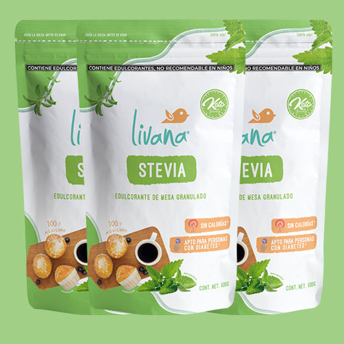 3 PACK - LIVANA® STEVIA, 500 GRAMOS