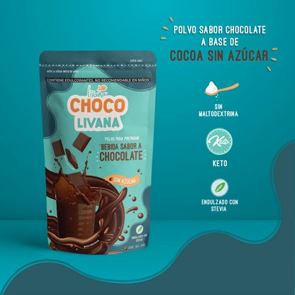 CHOCOLIVANA® POLVO A BASE DE COCOA, SIN AZÚCAR, 250 GRAMOS