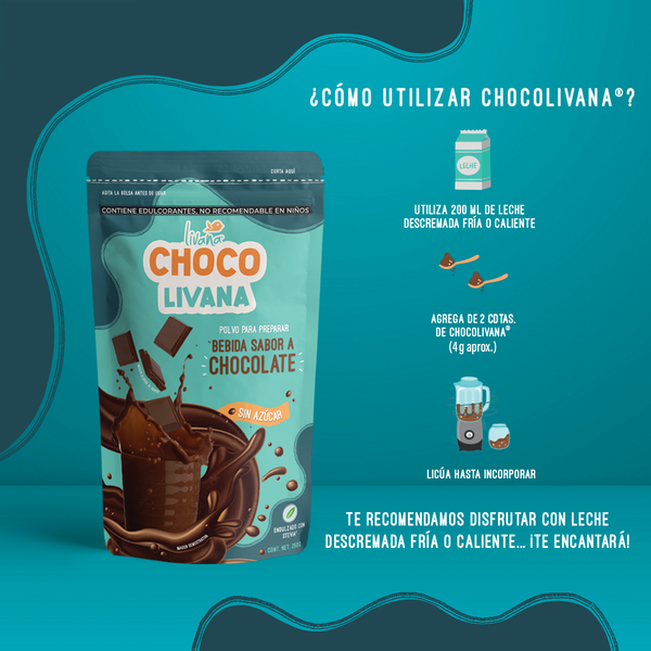 CHOCOLIVANA® POLVO A BASE DE COCOA, SIN AZÚCAR, 500 GRAMOS