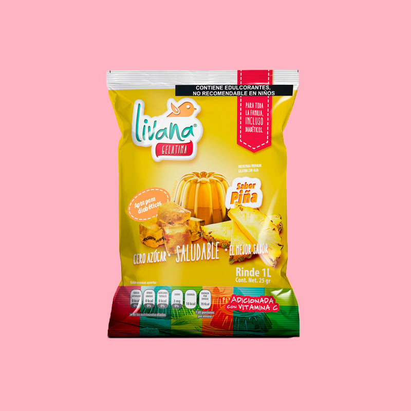 LIVANA® GELATINA DE PIÑA, 10 PIEZAS